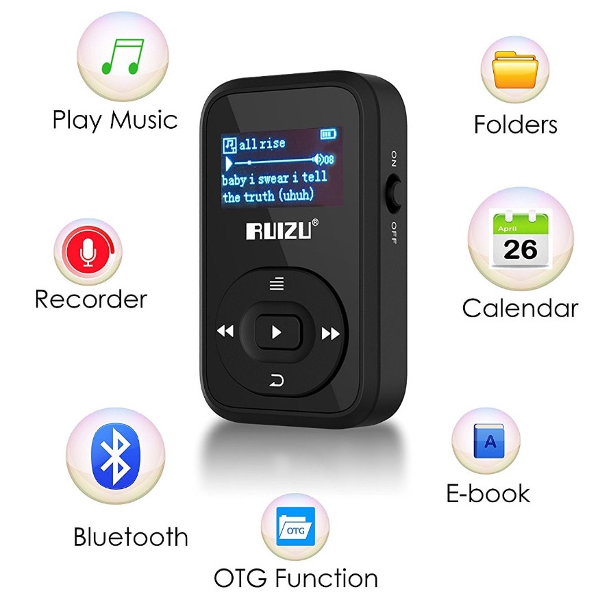 Ruizu X26 Sport Bluetooth HiFi DAP MP3 Player 8GB - Black