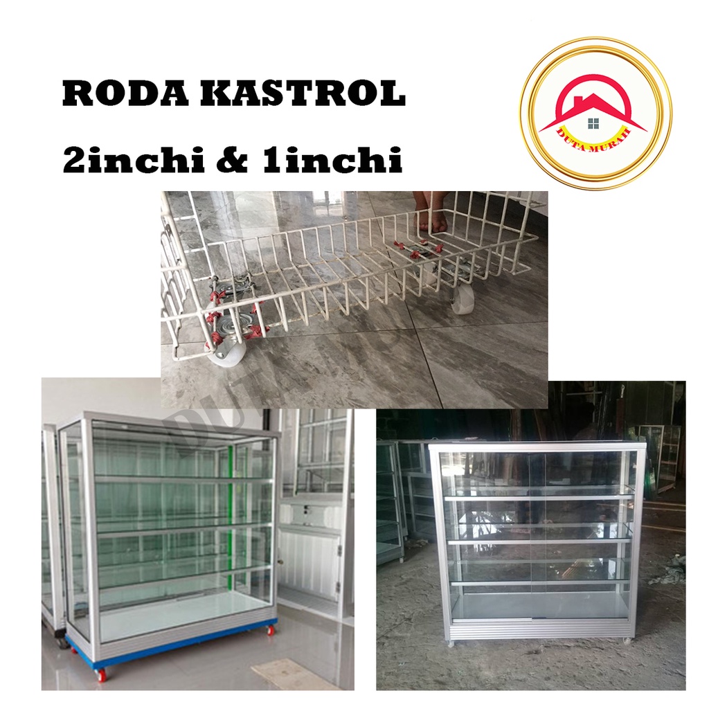 Roda Kastor Plate Pvc Nylon Hidup 2 inch, Mati 2 inch dan Mati 1 inch. Troly Etalase (1 pcs)