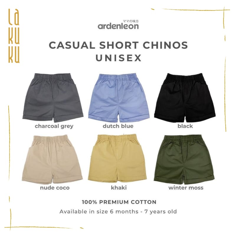 Lakuku - Ardenleon Casual Short Chinos Unisex Celana Pendek Anak 1-7th Premium Cotton