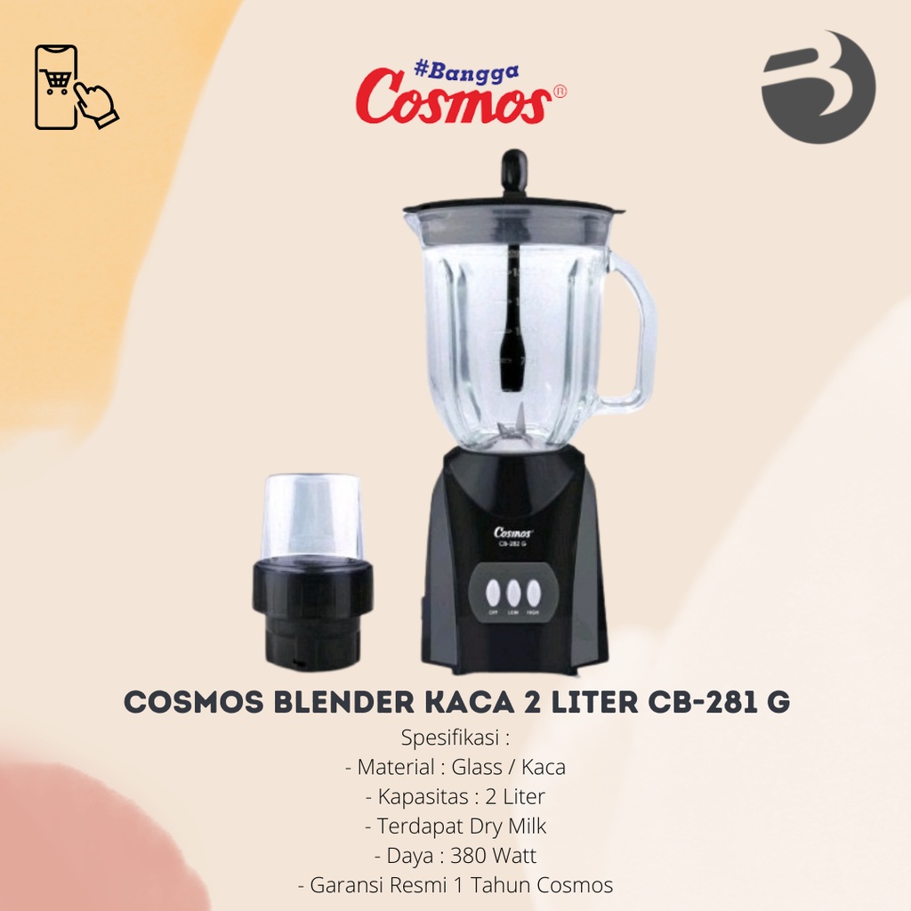 Cosmos Blender Kaca / Glass 2 Liter CB-281 G / CB 281 G - Hitam