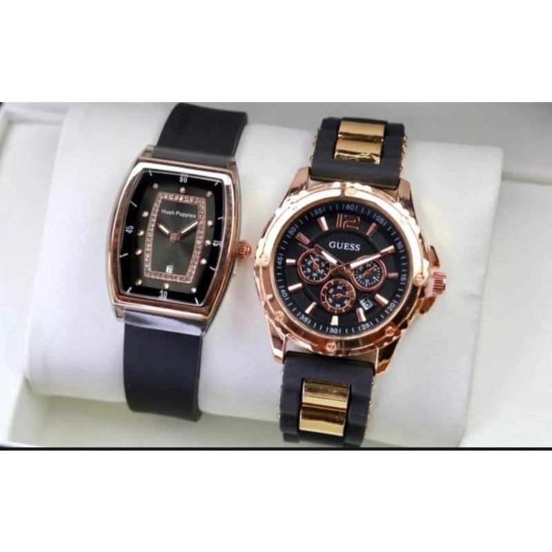 BISA COD PROMO BELI 1 GRATIS 1 JAM TANGAN COUPLE PRIA WANITA KASUAL ANALOG RUBBER