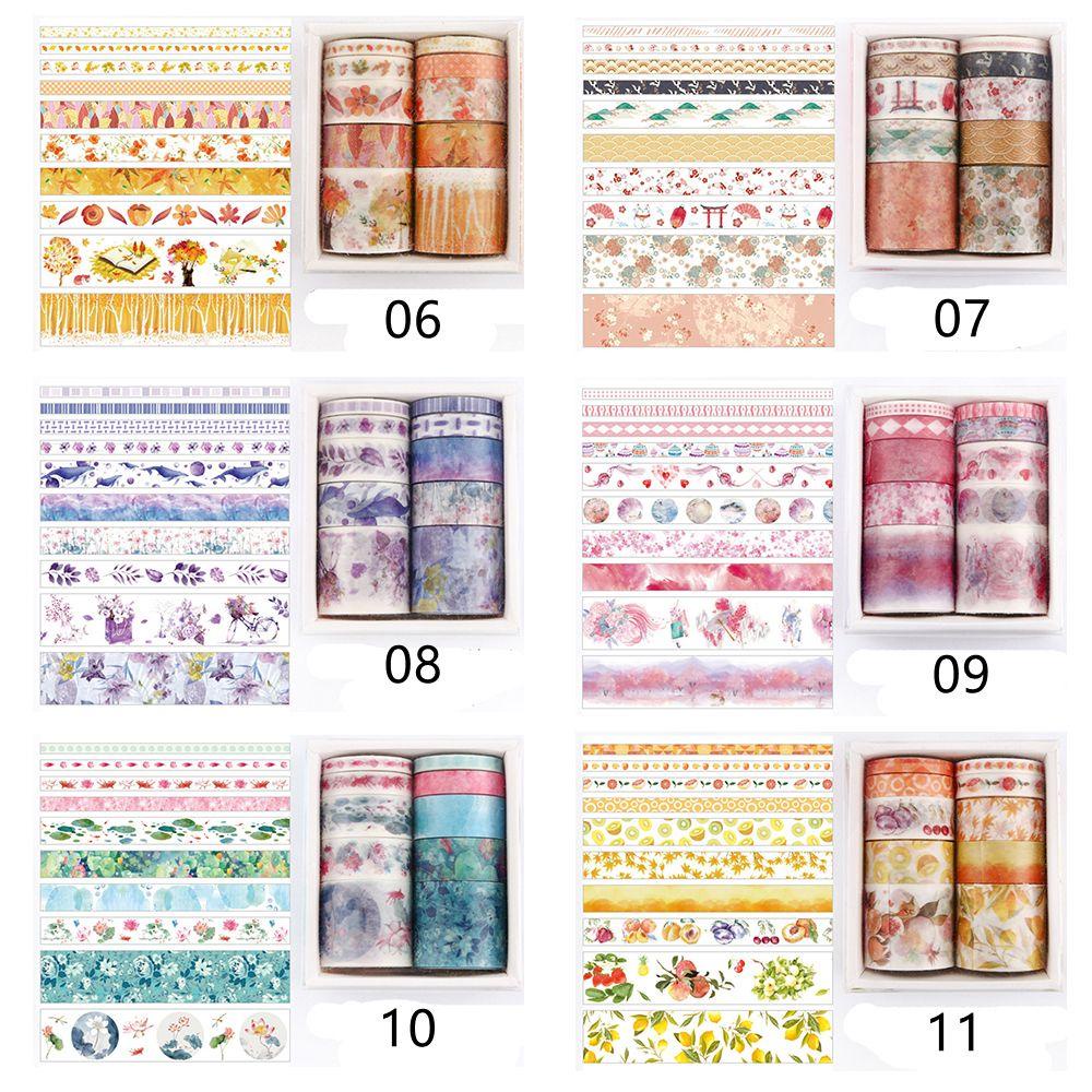 R-flower 10 Rol / Set Tape / Selotip Washi Motif Bunga Romantis Untuk Dekorasi Scrapbook