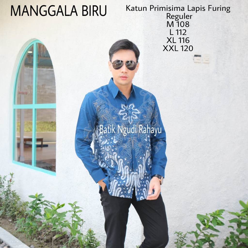 BATIK PRIA TERBARU S M L XL XXL BAJU kemeja batik pria lengan PENDEK PREMIUM BIRU CERAH &quot;NGUDI&quot;