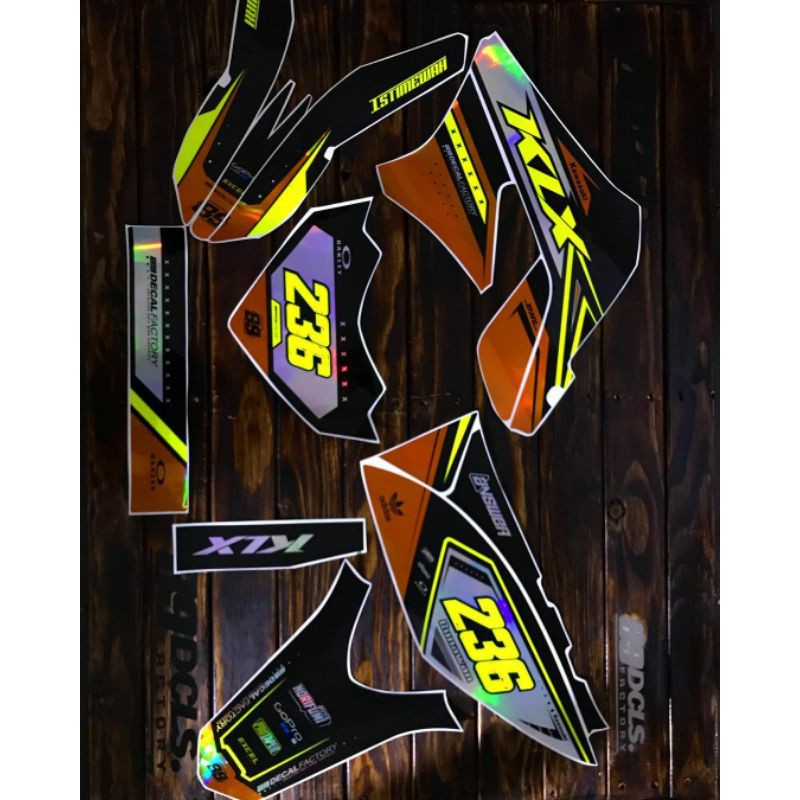 (COD) Decal Kit KLX150s/Gordon/crf150L/D-Tracker/KLX bf150/kombinasi hologram ,hijau fluo