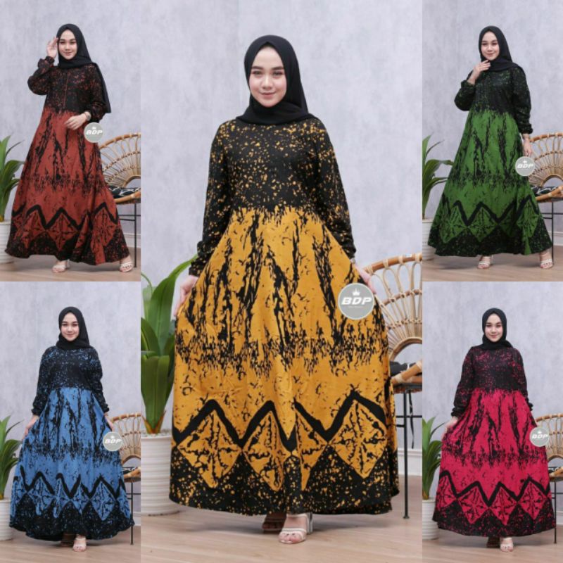 Gamis Twill Ori Rayon Premium Baju Dress Wanita Terbaru Busui Lengan Panjang Batik Pekalongan Termurah