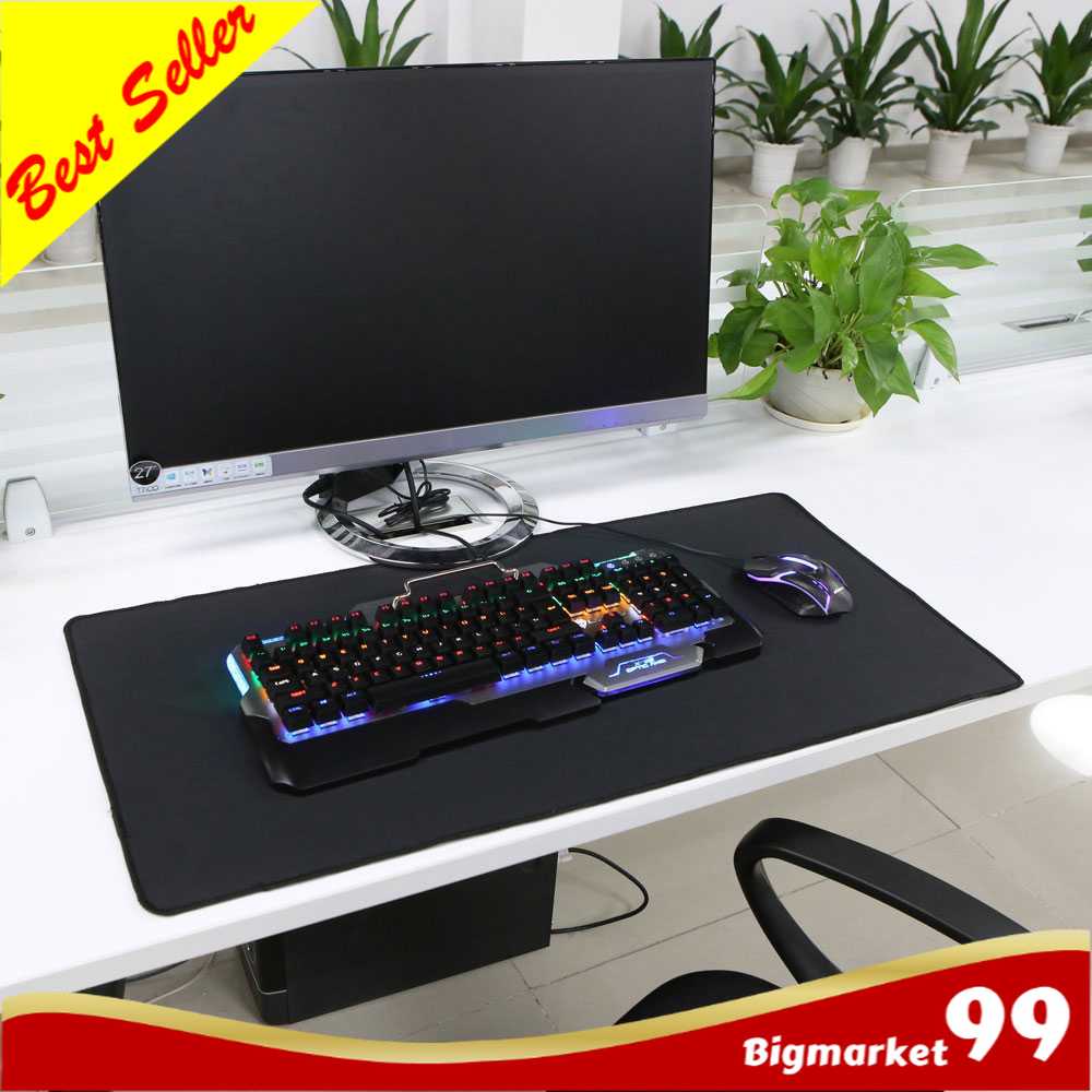 Mouse Pad Gaming Hitam Polos XL Desk Mat Mousepad Alas Mousepad Tatakan Mosped Taffware  - MP001