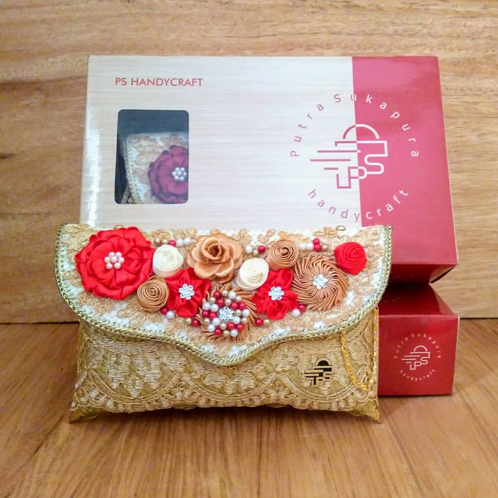 Putra Sukapura Handycraft Clutch Pesta Party Clutch Anyaman Pandan Dompet Pesta Wanita Super Brokat