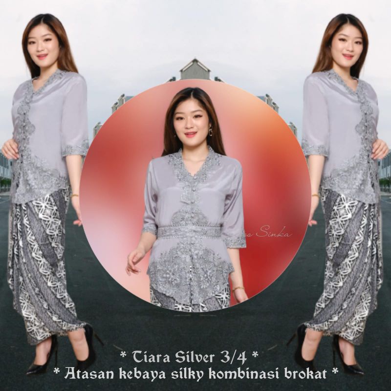 Kebaya Encim Golden Modern Katun Silky Korea Kombinasi Brukat  Bordir