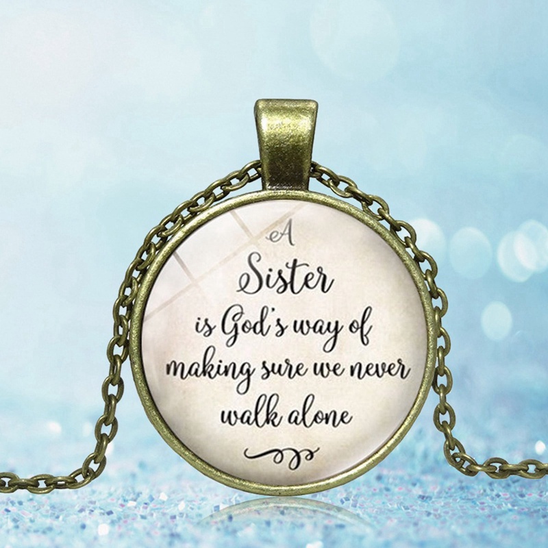 Fancyqube Kalung Tulisan Quotes A Sister Is God 's Way Of Maker We Never Walk Alone Untuk Hadiah Perhiasan