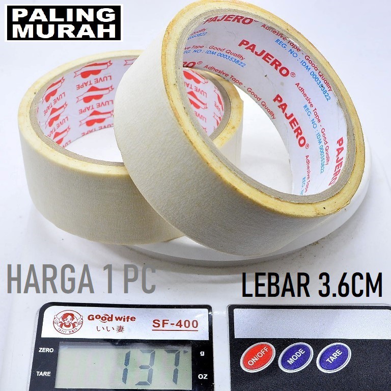 

Lakban Kertas Putih BESAR TANGGUNG Lebar 36mm 3.6cm 70gr PAJERO LUVE TAPE isolasi