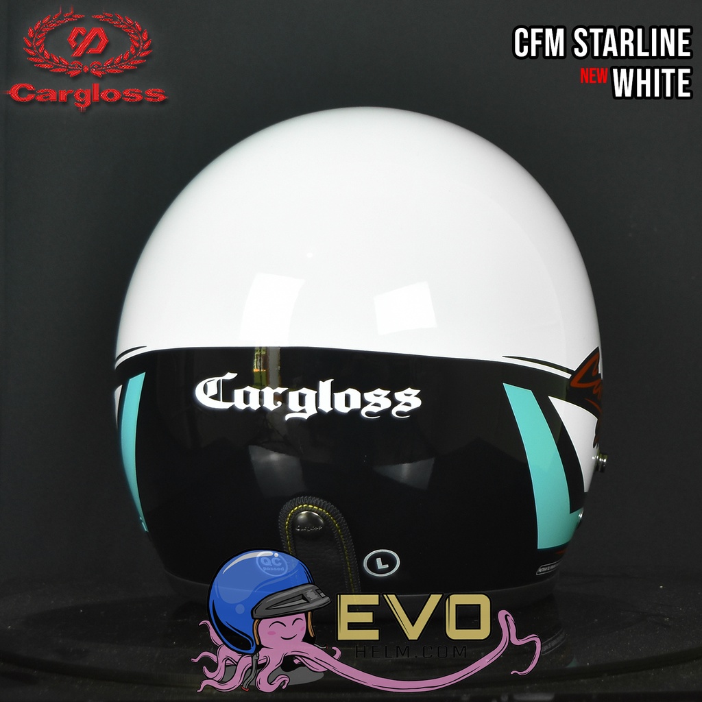 HELM CARGLOSS CFM STARLINE WHITE ORIGINAL 100% CFM MOTIF- PAKET KACA CEK DI VARIAN