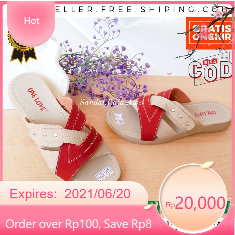 One Love Sandal Sendal Selop Wanita Terbaru Original Branded Asli Sandal Cewe Simple Sol Karet