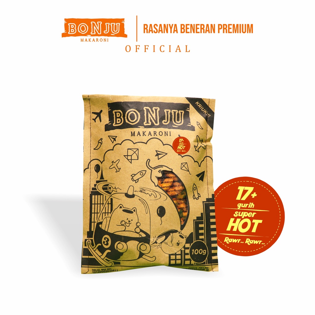 Makaroni Pedas Makanan Ringan Makaroni Bonju Makroni Makaroni Bonju Super Hot Gurih Lv 17 - Makaroni Goreng Premium Rasa Super Hot Gurih 100 gr Jajan Murah Jadul Macroni Bantet Pedas Hot Mateng Daun Jeruk Kiloan 100 Gr Kecil