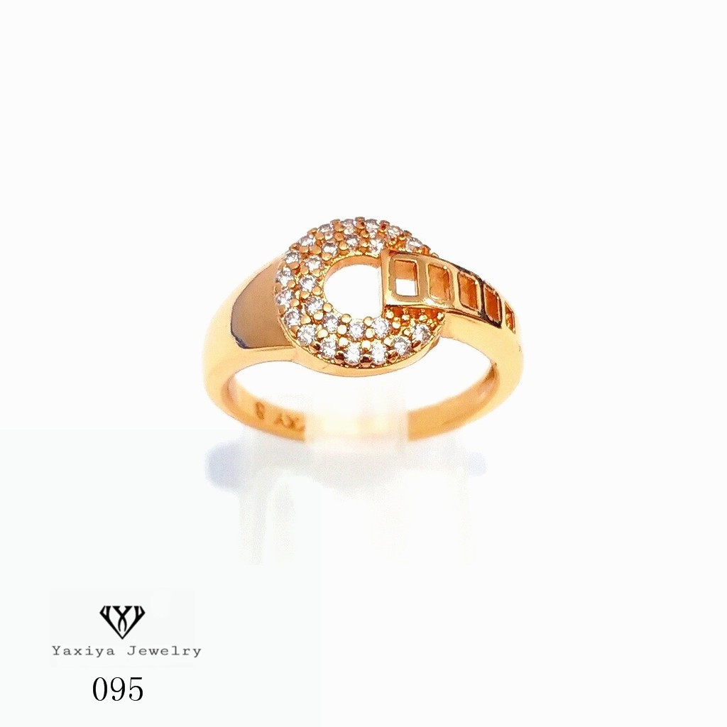 

Cincin Emas Wanita Permata Zircon Perhiasan Lapis Emas 18K Yaxiya Jewelry 095