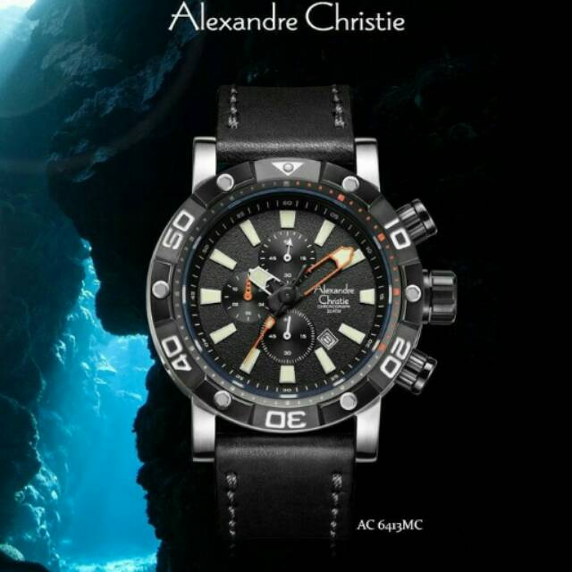 Jam Tangan Pria Alexandre Christie AC 6413 Diver Bodi Warna Silver Original
