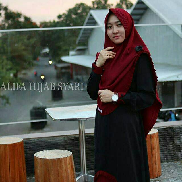 (promo) set syar'i maroon. Gamis original, gamis murah, hijab syar'i