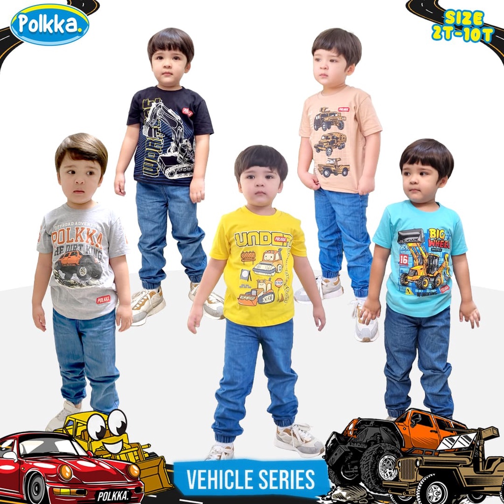 Kaos anak anak motif Vehicles by Polkka | DUO KRUCILS