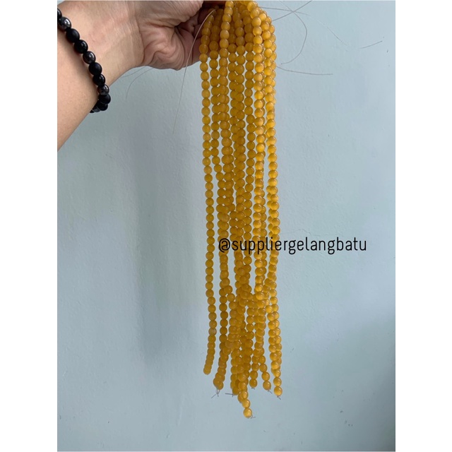 batu renceng kalung Gelang yellow cat eye 8mm mata kucing kuning bahan