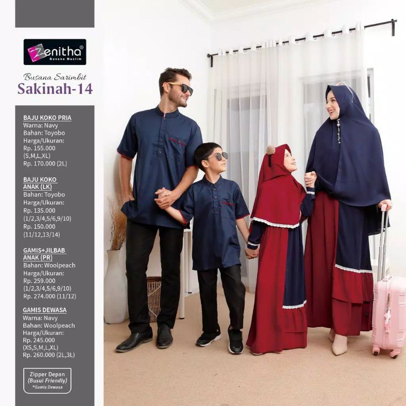 BUSANA MUSLIM KELUARGA SARIMBIT ZENITHA SAKINAH 14 NAVY