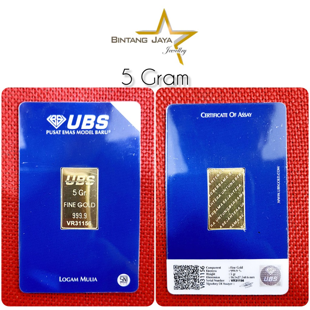 Logam mulia 5gr UBS termurah (LM) Emas 5gr bersertifikat sni batangan