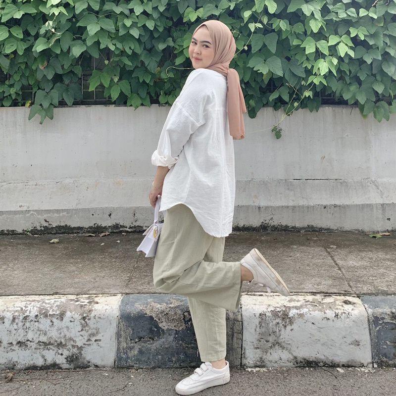 Kemeja Oversize Linen Wanita - Olivia Shirts 990