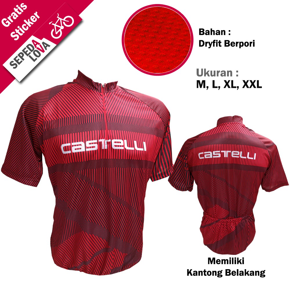 Jersey Sepeda  Baju  MTB  XC Road Bike  Castelli Merah 
