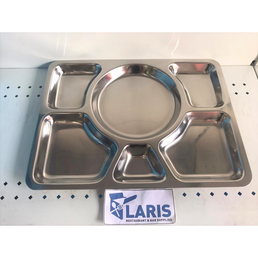 Lunch Tray Bima 6 Sekat / Nampan Makan Katering Stainless Merk Bima