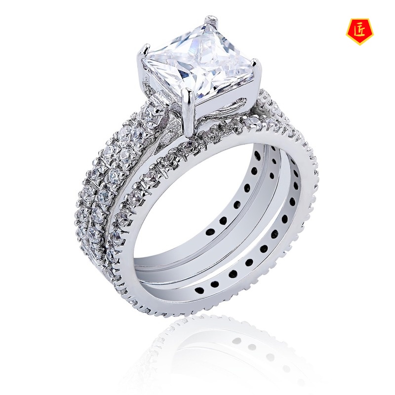 [Ready Stock]Full Diamond Three Ring Set Creative Fashion