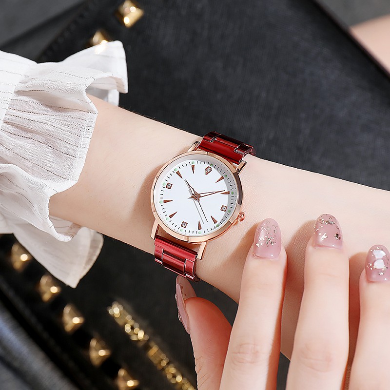 Jam Tangan Casual Quartz Analog Dengan Strap Stainless Steel Varian Warna Untuk Wanita Korean Import