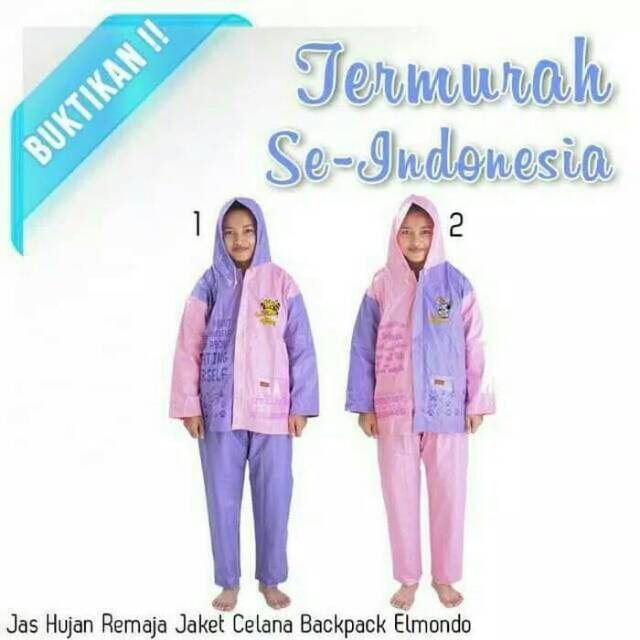 Jas hujan anak remaja / jas hujan elmondo 606 / jas hujan anak SD / jas hujan jaket celana