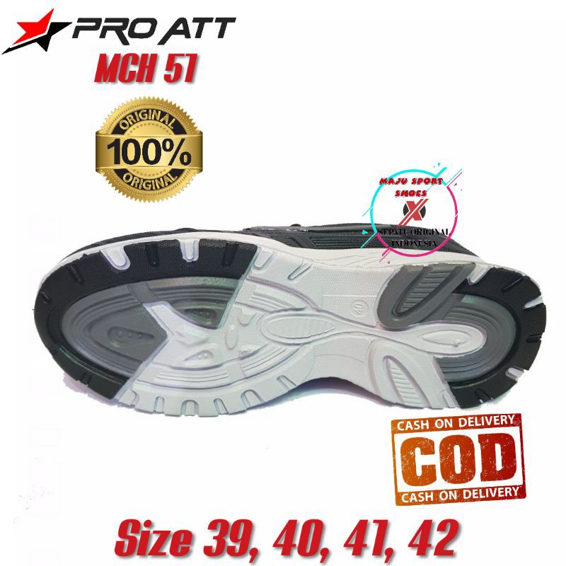 SEPATU ORIGINAL PRO ATT MCH 51 / PRO ATT MC 50 HITAM POLOS - SNEAKERS OLAHRAGA / BADMINTON / TENNIS / VOLLY / GYM / SENAM