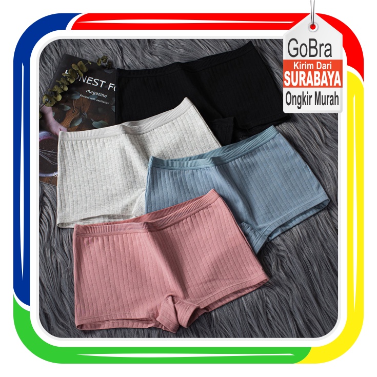 Gobra ♕ PW054 Celana Dalam Wanita Seamless Model Boxer Sexy Pakaian dalam Anti Bakteri COD