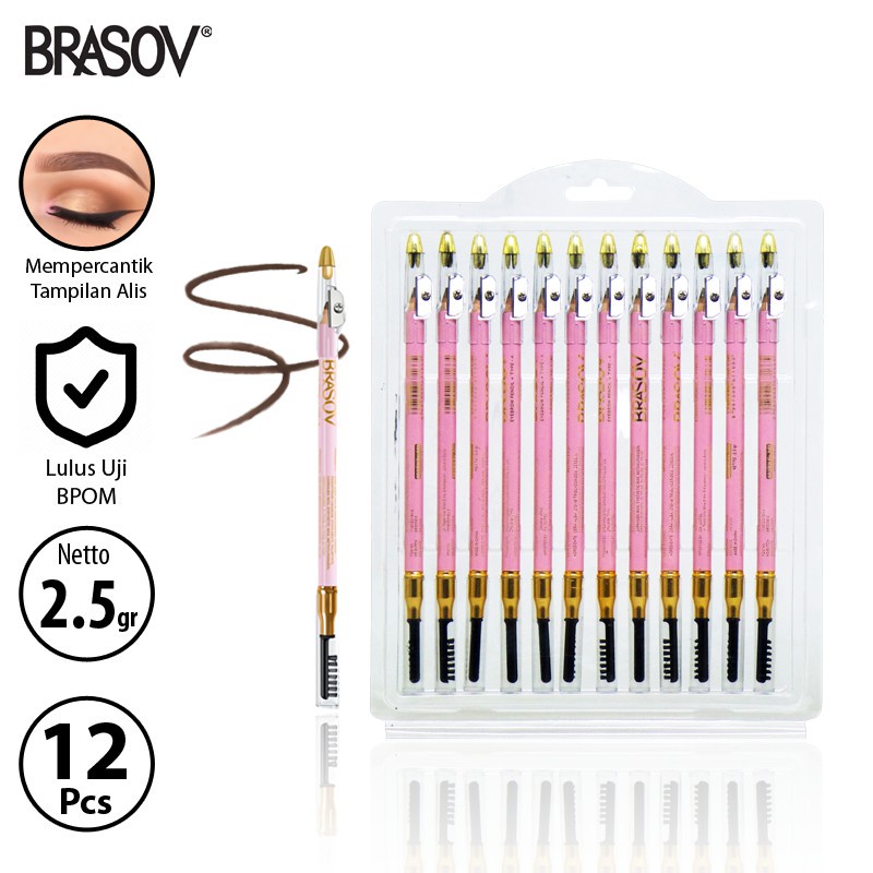 BRASOV eyebrow pencil serut pensil alis  sisir 2,5 gr