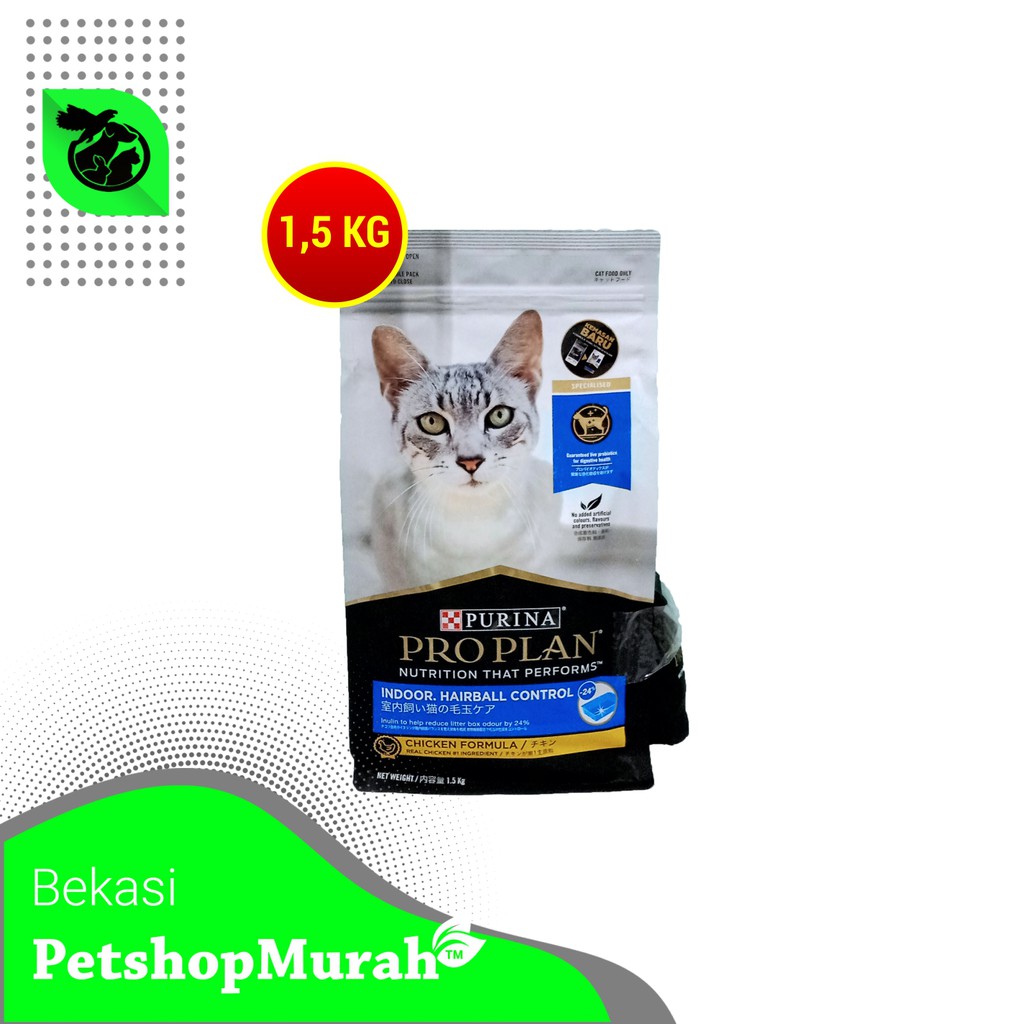 ProPlan Makanan Kucing Indoor Pro Plan Hairball Chicken Ayam 1.5 Kg