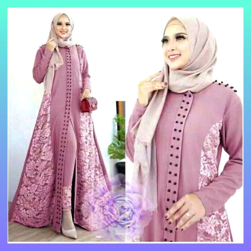 Gamis Set Wanita /Gamis Set Moscrepe / Joanna Set /Setelan Wanita