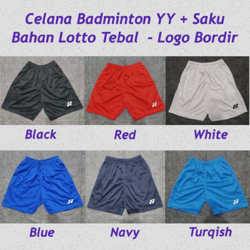 Celana Bulutangkis YY Bersaku CPY108 CPY208 / Celana Badminton YY Berkantong / Celana Olahraga Bulutangkis YY Polos Pengikat Tali Logo Bordir Bahan Tebal / Sport Collection Jakarta CPY108 CPY208