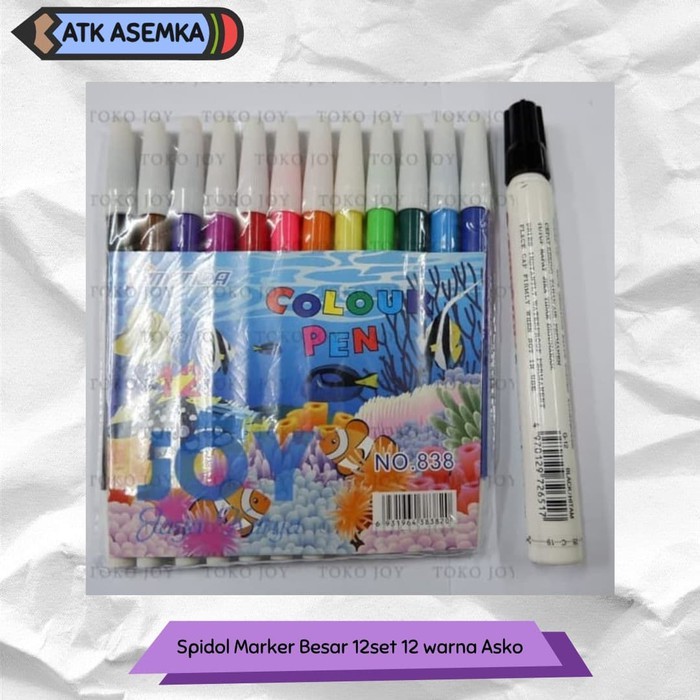 

Spidol Marker Besar 12set 12 warna Asko Atk