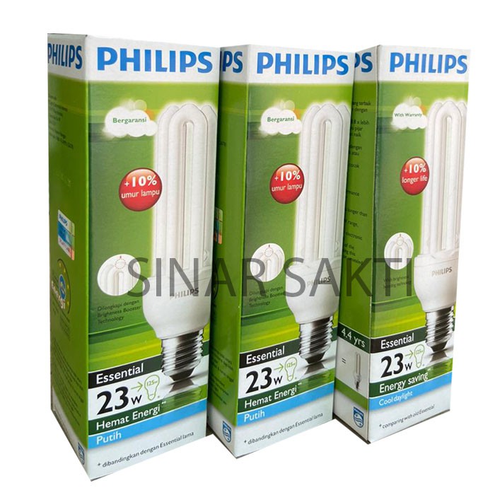 Philips Lampu Essential 23 Watt (Bundling 3 Pcs) PUTIH E27 23w