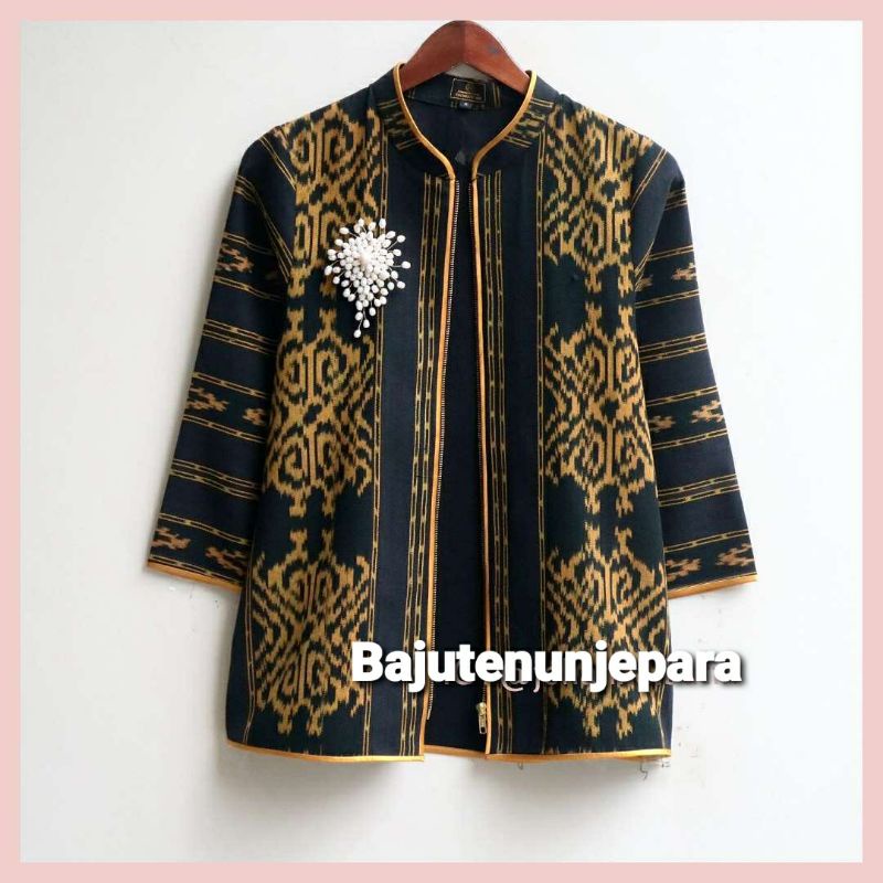 Blouse Blazer tenun jepara resleting jaket baju tenun jepara etnik kain tenun etnik BTB7