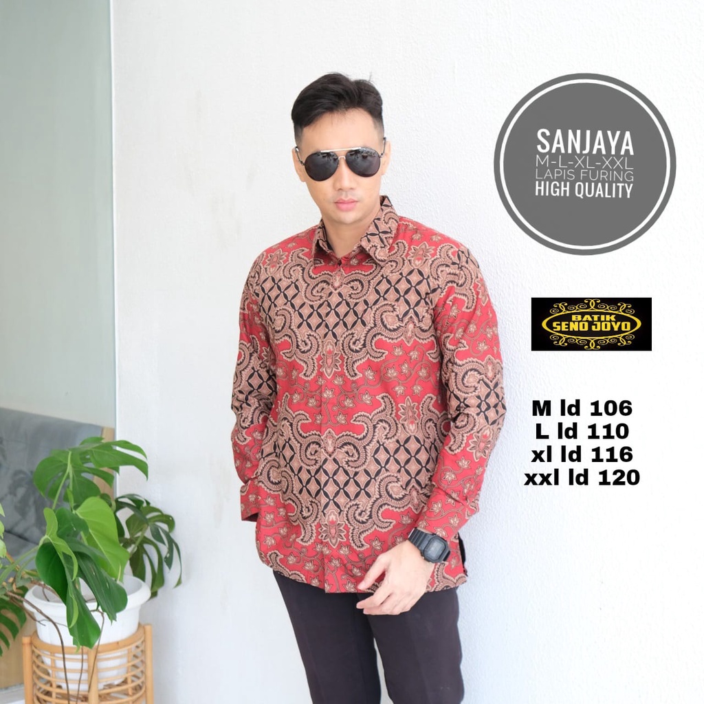 SANJAYA SENOJOYO KEMEJA BATIK PRIA SOLO LENGAN PANJANG LAPIS FURING ATASAN BATIK PREMIUM MODERN KATUN HALUS PEKSI SEJAGAT PEKSI GUMELAR KEMBANG NOGO PEKSI KATRESNAN INDRALAYA PEKSI SEMULUR KUNTALA JAYA DIPA ROJO GURDO PEKSI ABANG PEKSI KEMBAR PEKSI TRUNTU