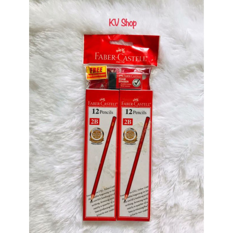 Faber-Castell Pensil 2B isi 2 set Free 1 Penghapus
