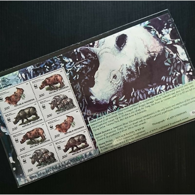 Mini Sheet Prangko Perangko Indonesia seri wwf Badak 1996