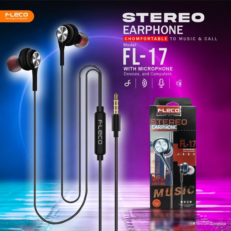 PROMO HANDSFREE FLECO FL17/ EARPHONE FL17 ORI BLACK EDITION