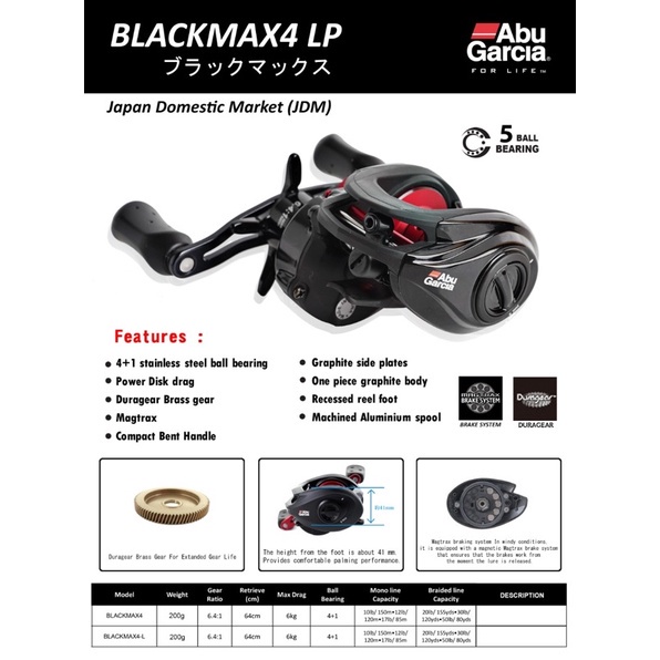 REEL BC ABU GARCIA BLACK MAX 4L X BLACKMAX SX L