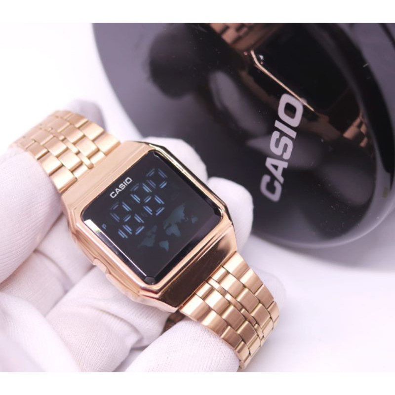 Jam Tangan Digital Pria / Wanita Casio World Touchscreen Rantai AQ87