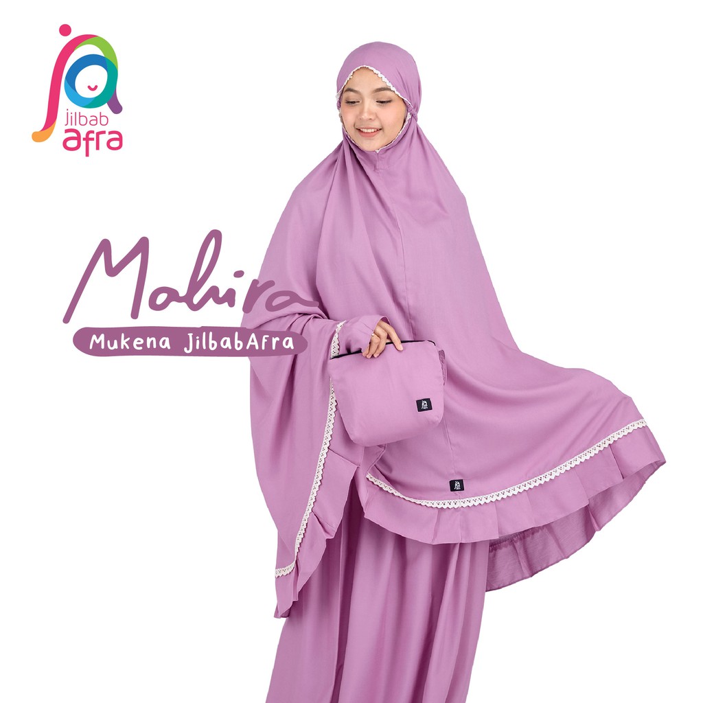 Mukena Polos Dewasa Merek Afra (Arfa) Mahira - Lavender - Bahan Katun Rayon HQ