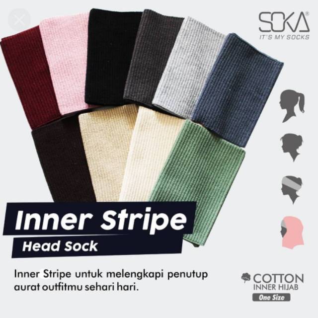 Soka - headsock inner ciput essentials stripe salur