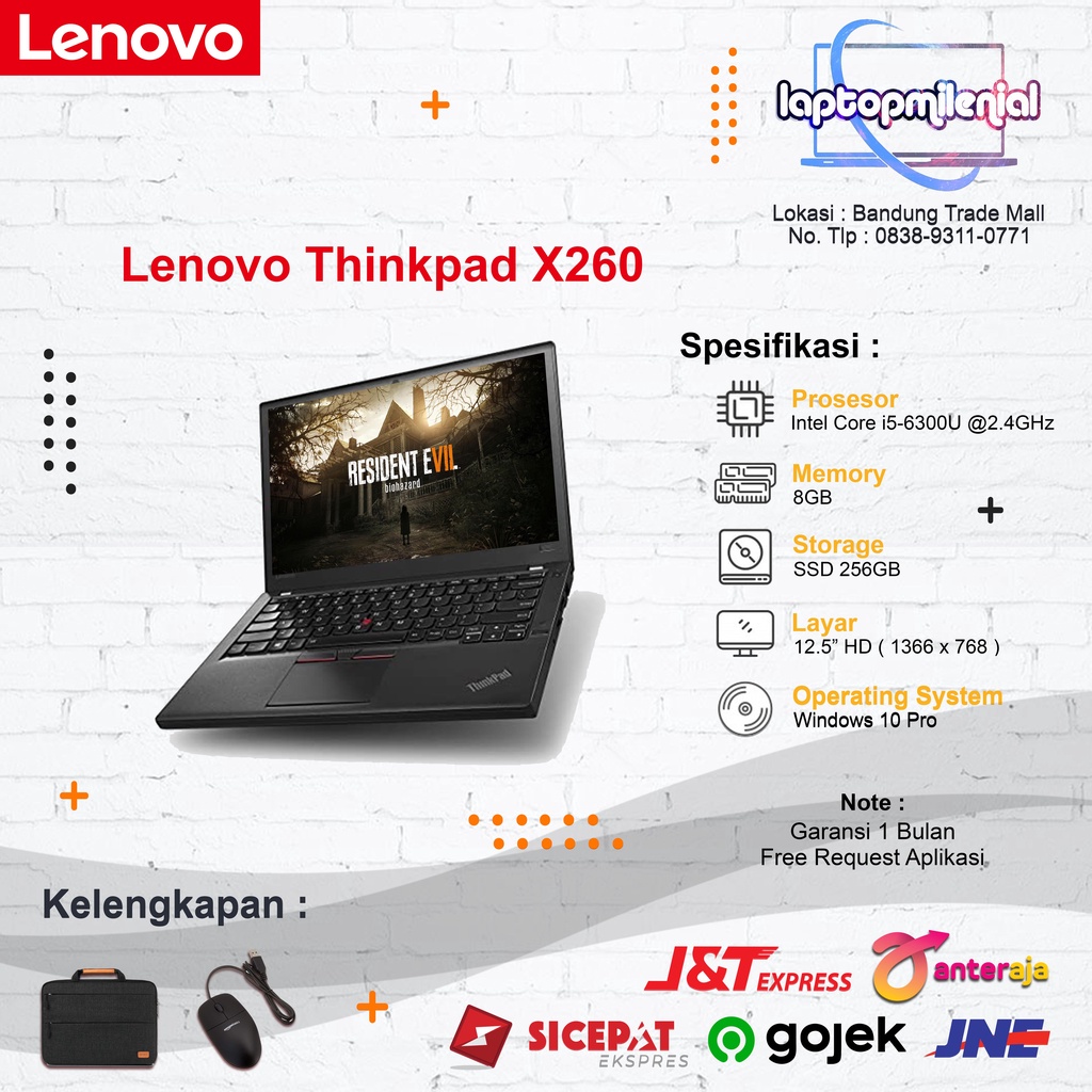 Laptop Lenovo Thinkpad X260 RAM 8GB SSD 256GB Ultrabook Murah Like New