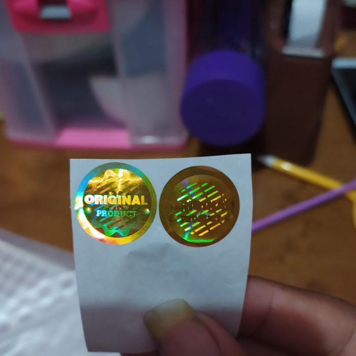 

stiker hologram original produk gold