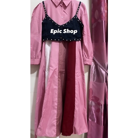 Midi pelangi ori new tag label by Sica//Midi rompi jeans New tag label✅✅